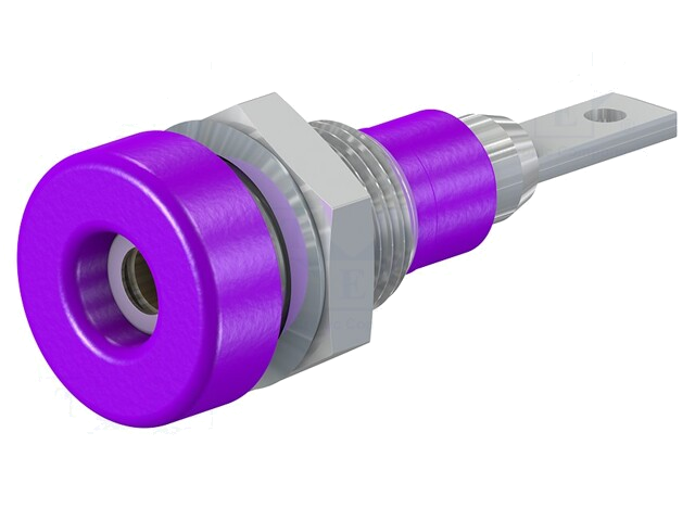 Contact; banaanstekker 2mm; 10A; 23mm; paars; geïsoleerd; 60VDC Contact; banaanstekker 2mm; 10A; 23mm; paars; geïsoleerd; 60VDC